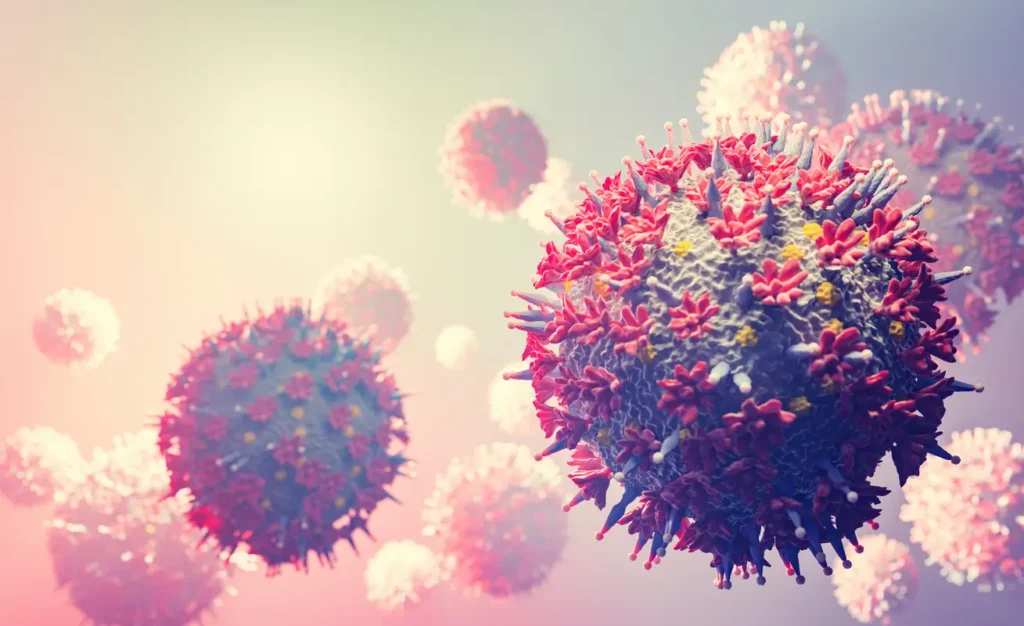 Ilustración del virus del papiloma humano y su efecto en el cuello uterino.
